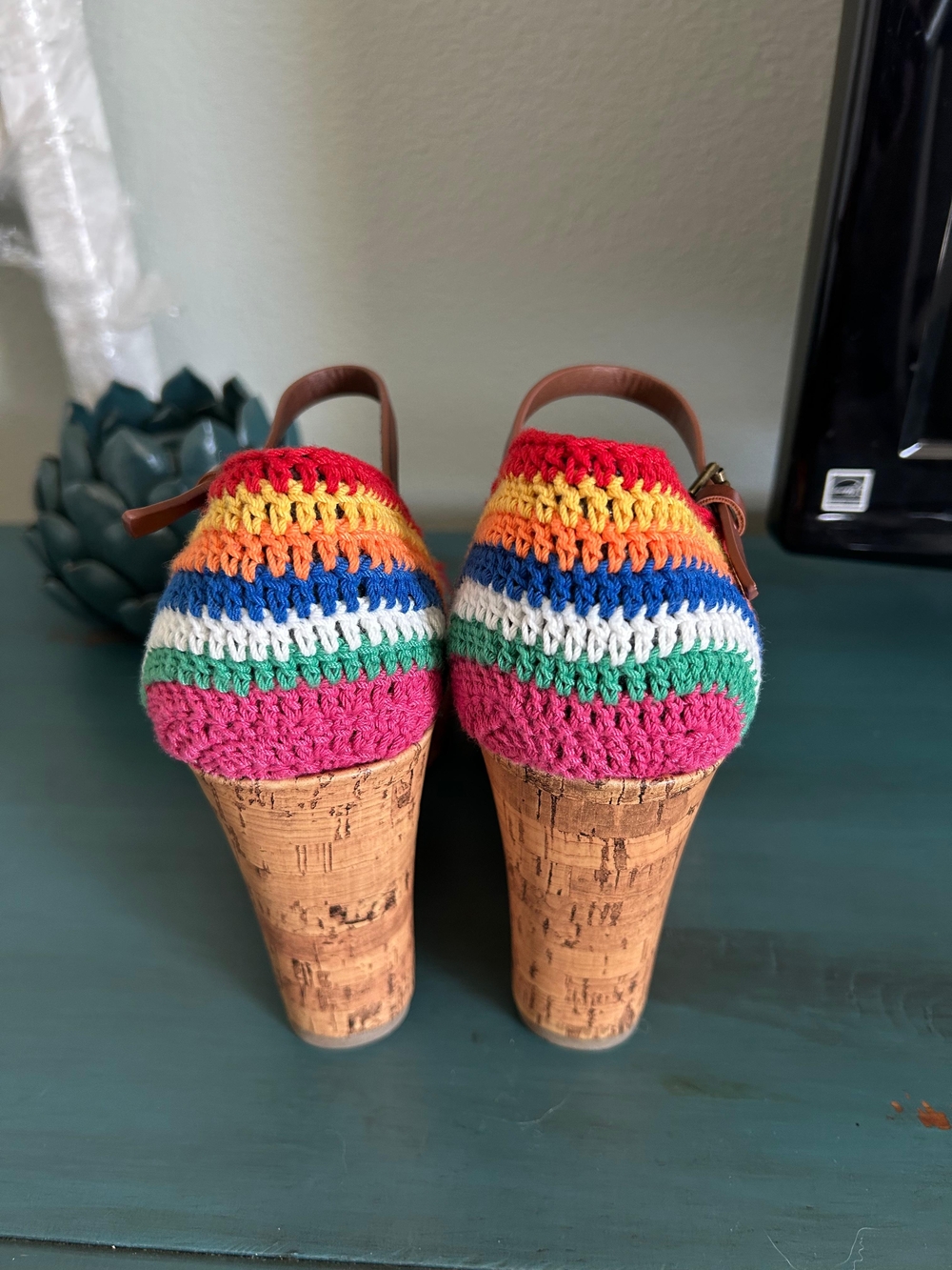 MIA Rainbow Crochet Cork Wedge Sandals - Multicolor - Picture 5 of 10